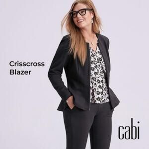 NWT Cabi Crisscross Blazer Zippered Ponte Fitted 5850 Black Small